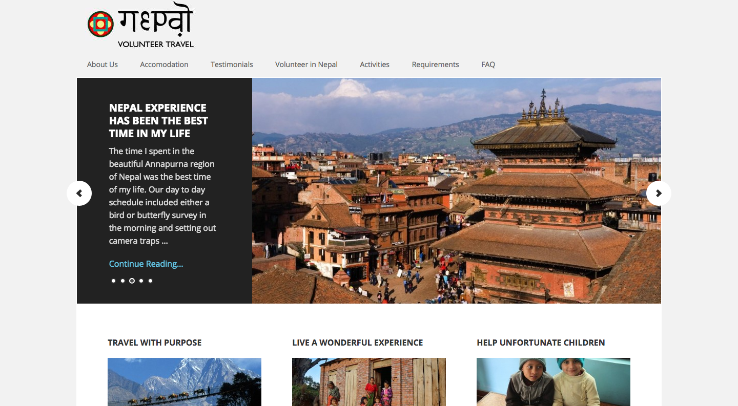 Realizzazione sito internet NepalVolunteerTravel